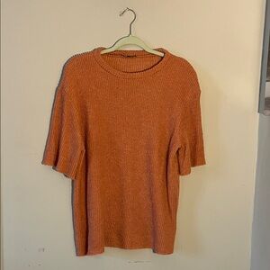 Zara Women's Warm Orange Crew Neck Sweater